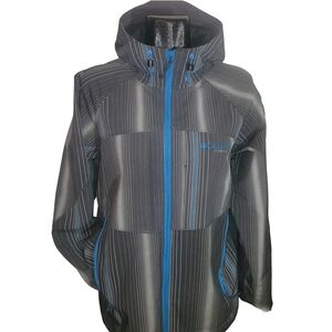 Columbia Men's Grey and Blue Hooded Softshell Jacket L